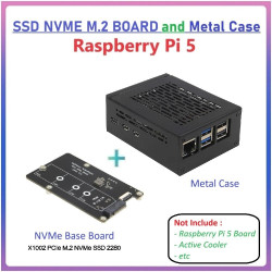 SSD NVME M.2 BASE BOARD SHIELD with METAL CASE for Raspberry Pi 5